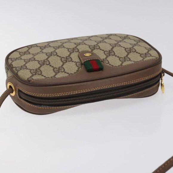 GUCCI GG Supreme Web Sherry Line Shoulder Bag PVC Beige Auth - Picture 7 of 16